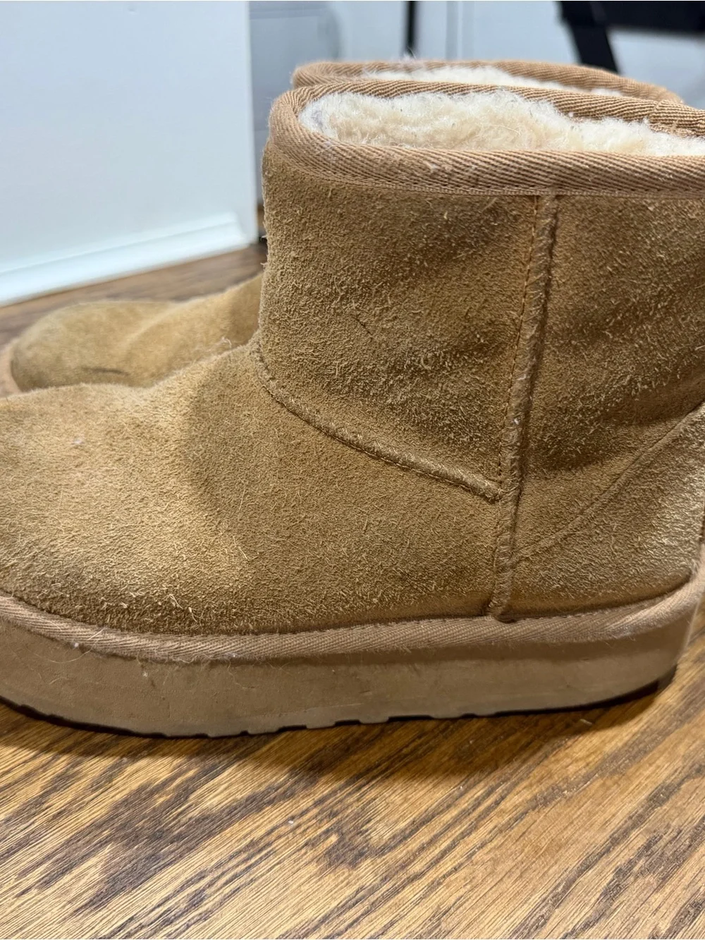Ugg Minj Tan Suede Shearling-Lined Boots - Cozy Winter Shoe